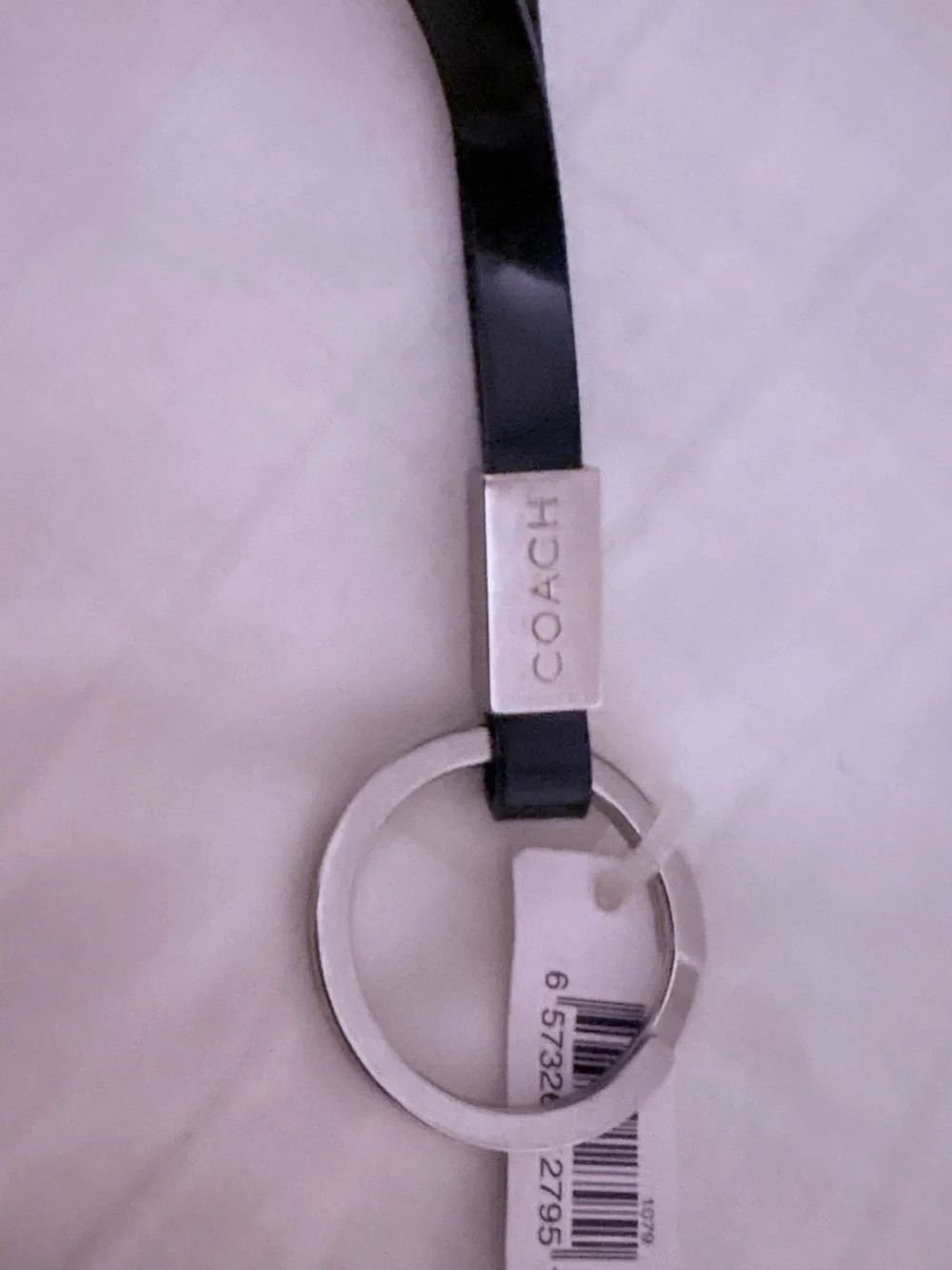 COACH Black Leather Strap Key Ring